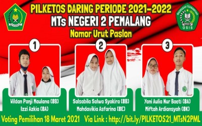 MTsN 2 Pemalang Adakan PILKETOS Secara Daring